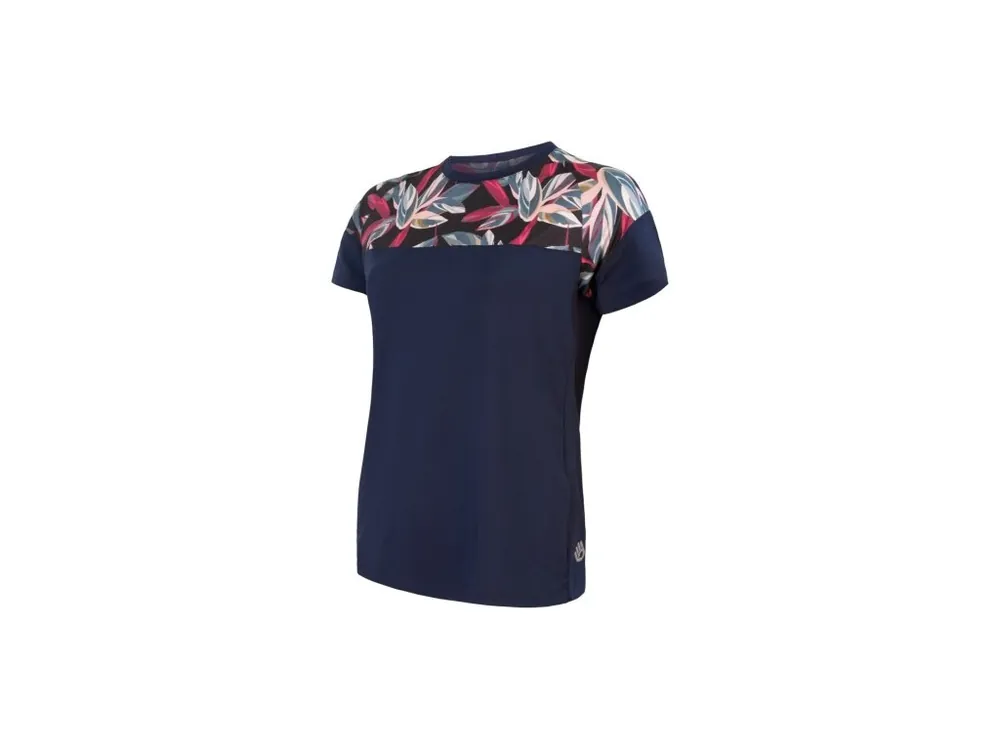 SENSOR HELIUM dámský dres volný kr.rukáv deep blue/leaves Must-Have