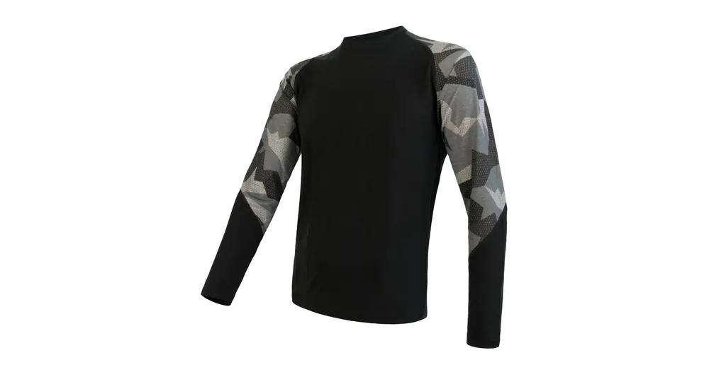 Must-Have Sensor Merino Impress pánské triko dlouhý rukáv, černá/camo
