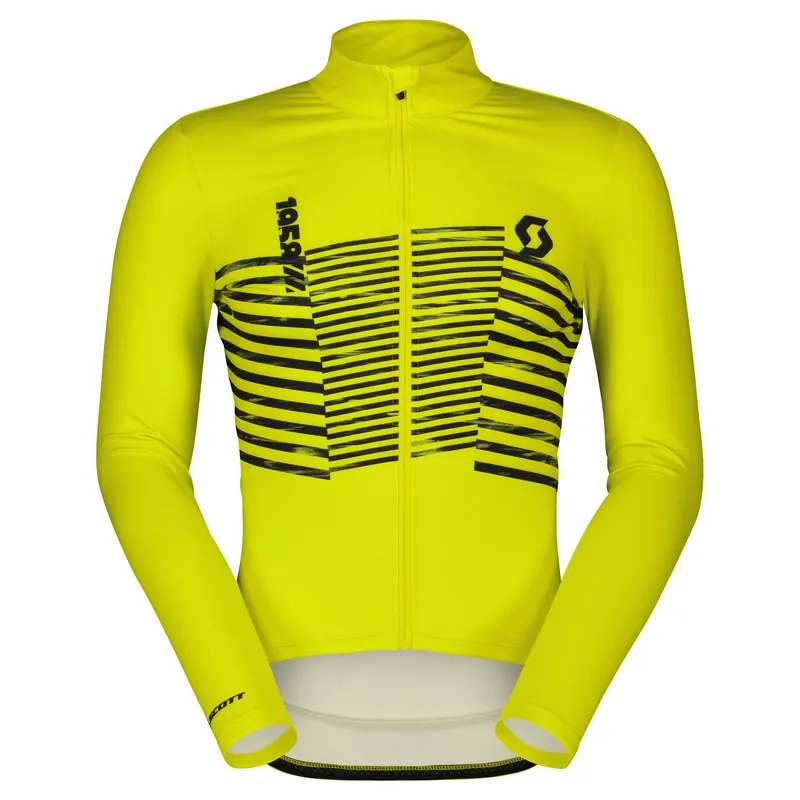 Scott cyklistický dres Jersey M‘s RC Team Warm Graphics LS sulphur yellow 2025 Akční Cena