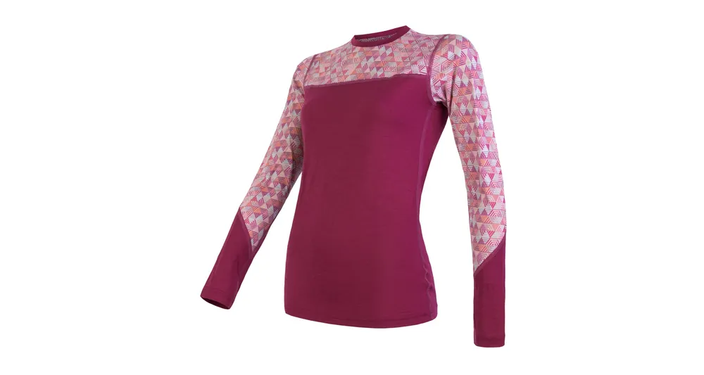 Sensor Merino Impress dámské triko dlouhý rukáv, lilla/pattern Dokud Zásoby Vydrží