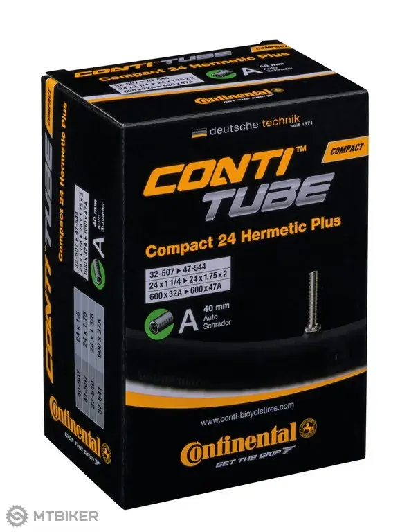 Continental Compact 24 Hermetic Plus 24 x 1 1/4 - 1.75" duše, autoventil 34 mm Vysoce Kvalitní