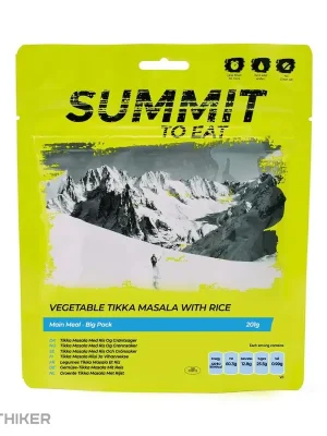 Značkový Summit to Eat VEGETABLE TIKKA MASALA Big Pack dehydrované jídlo, vegetariánská Tikka Masala s ryží, 201 g/1004 kcal