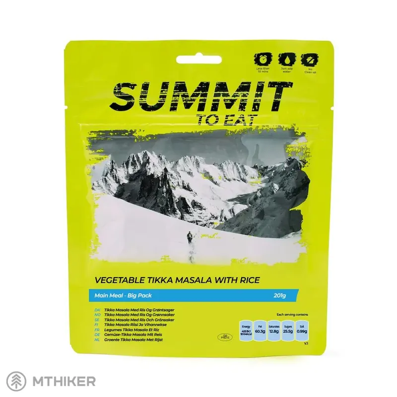 Značkový Summit to Eat VEGETABLE TIKKA MASALA Big Pack dehydrované jídlo, vegetariánská Tikka Masala s ryží, 201 g/1004 kcal