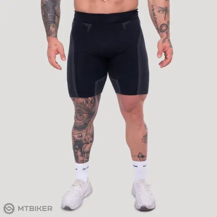 Akční Cena GymBeam OG1 bezešvé šortky, černá/šedá