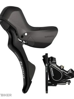 Cenový Hit Shimano Tiagra ST-R4020/BR-RS405 mech. řazení/hydr. přední brzda, levá, Flat Mount, had. 1 000 mm