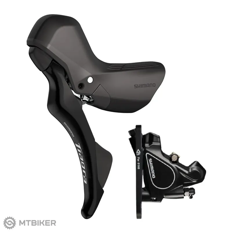 Cenový Hit Shimano Tiagra ST-R4020/BR-RS405 mech. řazení/hydr. přední brzda, levá, Flat Mount, had. 1 000 mm