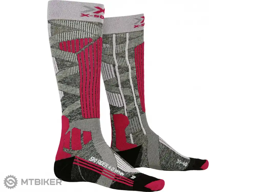 X-BIONIC SKI RIDER 4.0 dámské ponožky, šedá/červená Výprodej