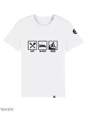Zlevněný MTBIKER EAT SLEEP RIDE tričko, bílé