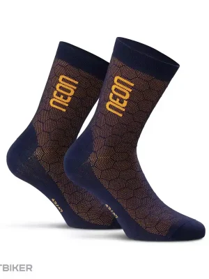 Neon 3D ponožky, fluo oranžová/modrá Nová Kolekce