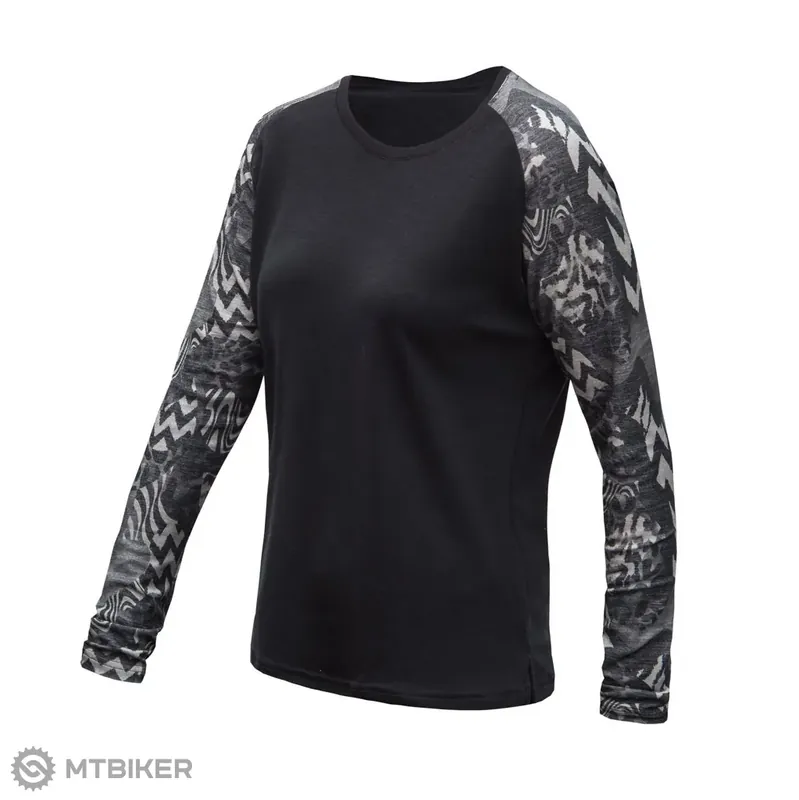 Sensor MERINO BLEND IMPRESS dámské tričko, černá/zebra Výhodná Nabídka