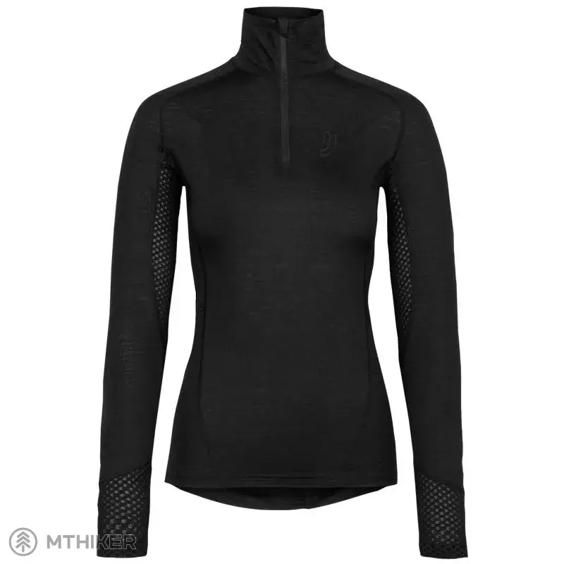 Johaug Lithe Tech-Wool Half Zip dámské triko, true black Poslední Šance