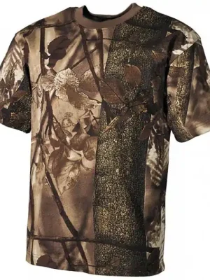 Značkový MFH tričko real tree vzor hunter-braun, 170g/m²