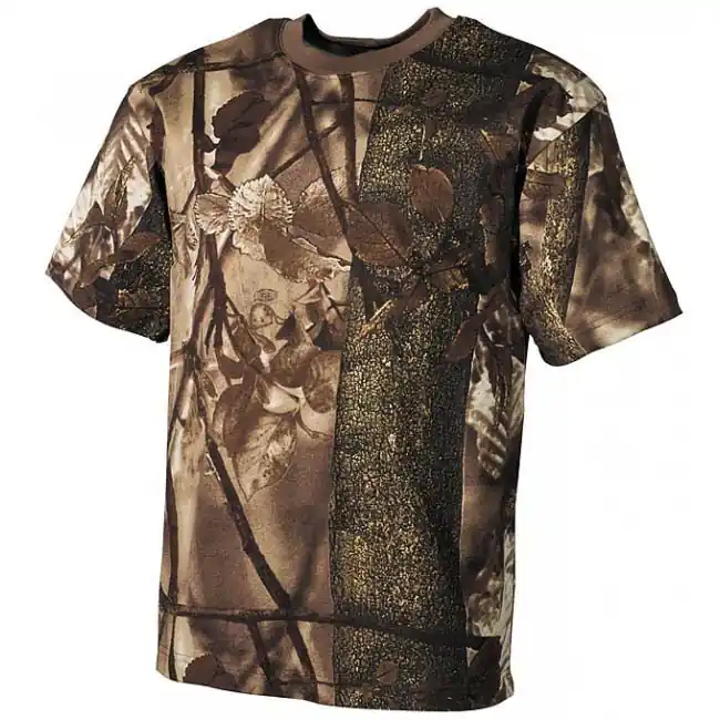 Značkový MFH tričko real tree vzor hunter-braun, 170g/m²