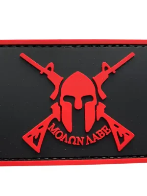 Cenový Hit WARAGOD Nášivka 3D Molon Labe Spartan with Two Rifles 7.5x5cm