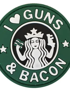 WARAGOD Nášivka 3D I Love Guns and Bacon 6cm Speciální Cena