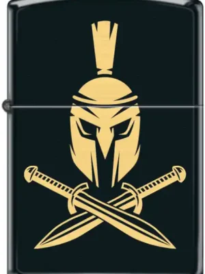 Aktuální Zippo benzínový zapalovač Helmet with Crossed Swords, černý