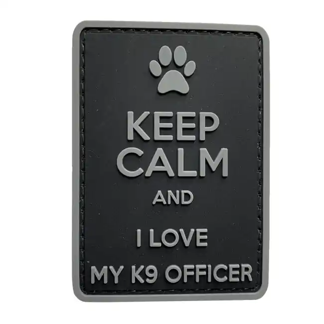 Super Cena WARAGOD Keep Calm and I love my K9 PVC nášivka, černo šedá