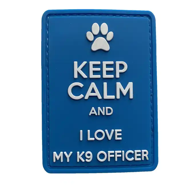 Aktuální WARAGOD Keep Calm and I love my K9 PVC nášivka, modrá