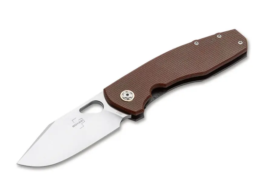 Zlevněný Böker Plus Micarta, kapesní zavírací nůž s pouzdrem, 8,5 cm, hnědý