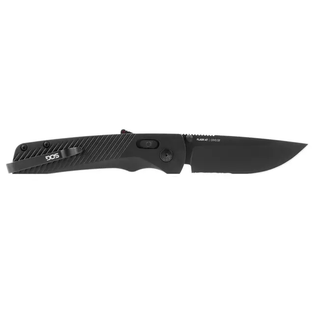 SOG Zavírací nůž FLASH AT - Blackout - Partially Serrated Sleva
