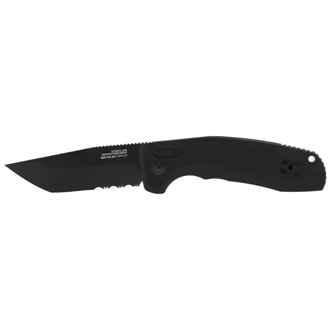 SOG Vyskakovací nůž SOG-TAC AU – Black / tanto / Partially Serrated Pouze Dnes