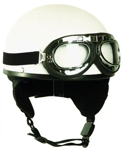 Výprodej Mil-Tec Přilba moto RETRO bílá