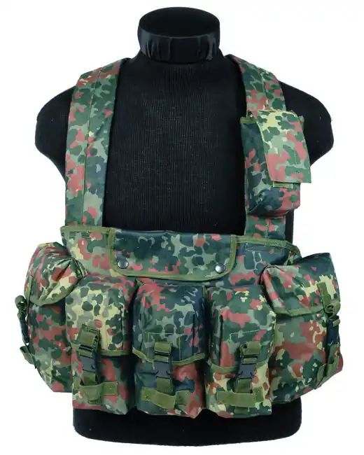 Originální Mil-Tec taktická vesta s 6 kapsami, flecktarn