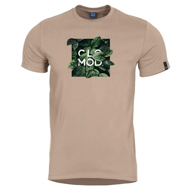 CloMod Tričko s krátkým rukávem "Leaves", Khaki Sezónní Sleva