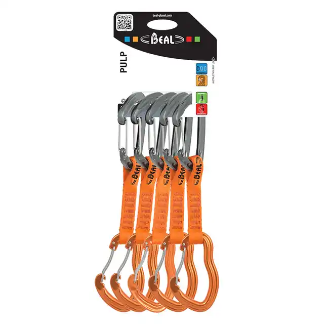 BEAL Sada 5 lehkých drátěných sportovních lezeckých skob Pulp 5 11 cm, oranžová Super Cena