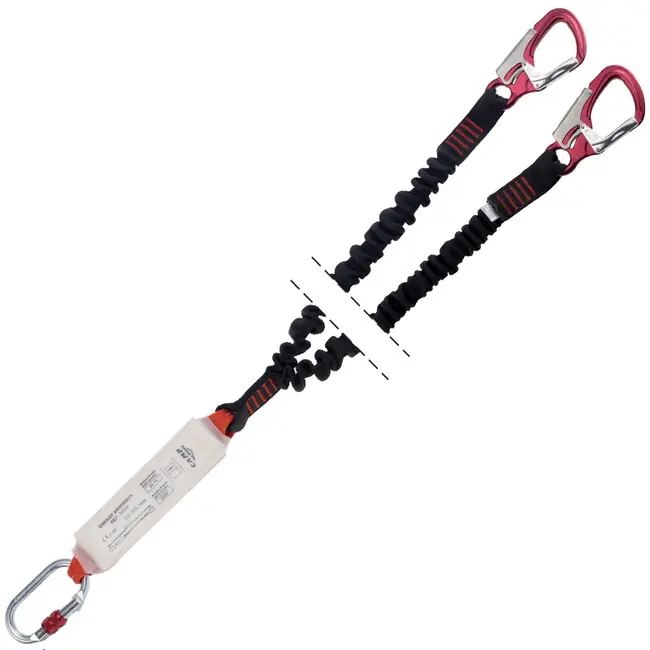 Výprodej CAMP Bezpečnostní postroj s tlumičem pádu a elastickými šňůrami Shock Absorber Rewind Double 120 - 175 cm
