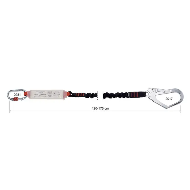 Přímo Od Výrobce CAMP Bezpečnostní lano s tlumičem pádu a ocelovým hákem Tlumič nárazů Navíjení jednoduché 120 - 175 cm