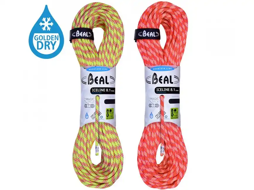 BEAL poloviční horolezecké lano Ice Line Unicore 8,1 mm 2 × 50 m, anis / oranžová Akce