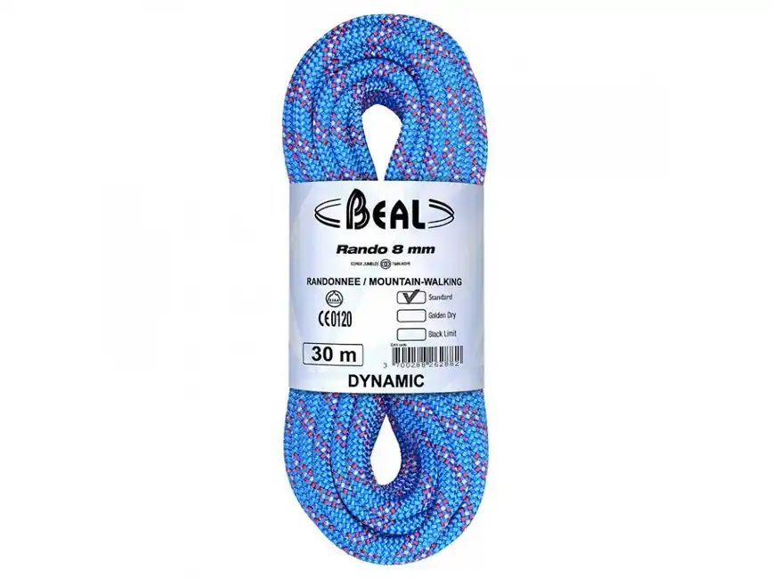 BEAL dvojité lano s plnou impregnací Golden Dry Rando 8 mm 20 m, modré Nízká Cena