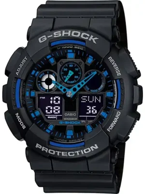 Casio G-Shock Hodinky GA-100-1A2ER, černá/modrá Nejprodávanější