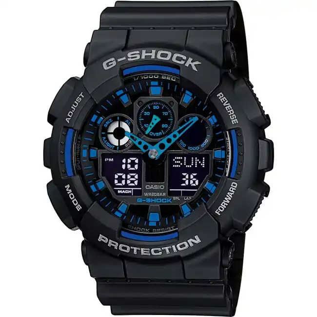 Casio G-Shock Hodinky GA-100-1A2ER, černá/modrá Nejprodávanější