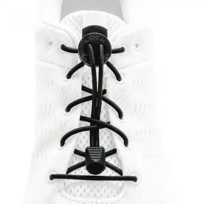 Super Cena Tkaničky Lock Laces, černé pevné