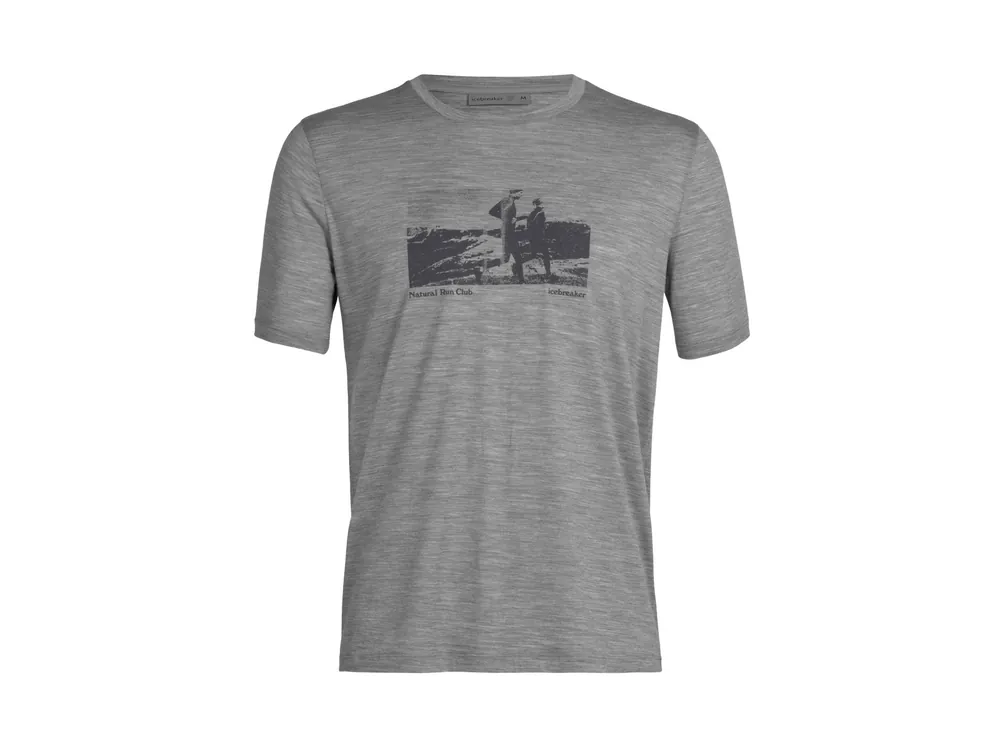 Pouze Dnes Icebreaker Mens Tech Lite II SS T-Shirt Natural Run Club, Metro Heather
