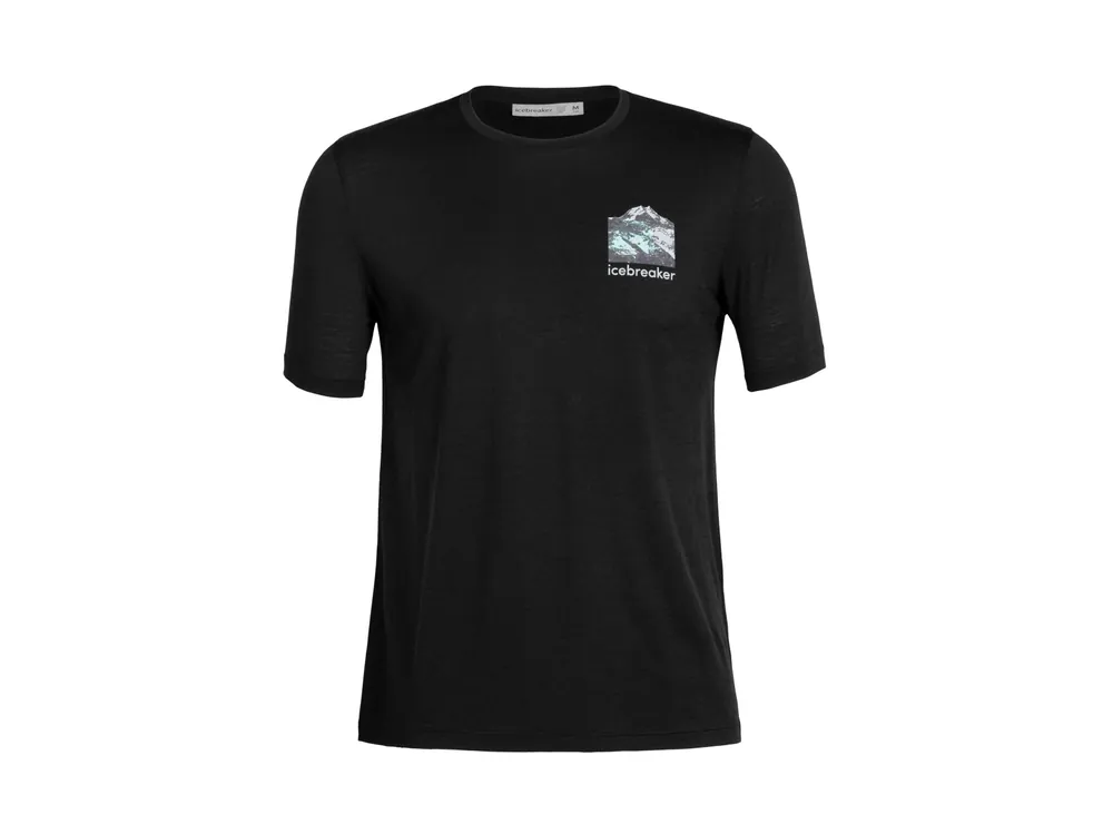 Icebreaker Mens Merino Tech Lite II SS T-Shirt South Alp, Black Koupit Online