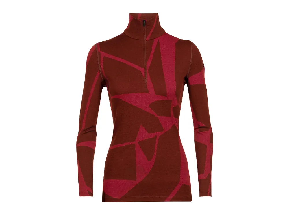 Icebreaker W 250 Vertex LS Half Zip Fractured Landscapes, Espresso/cherry - dámský rolák Ihned K Objednání