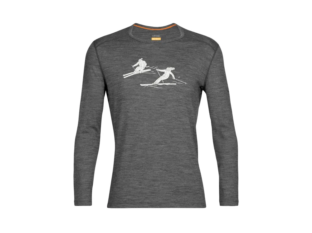 Sezónní Sleva Icebreaker Mens 200 Oasis LS Crewe Last Run, Gritstone heather