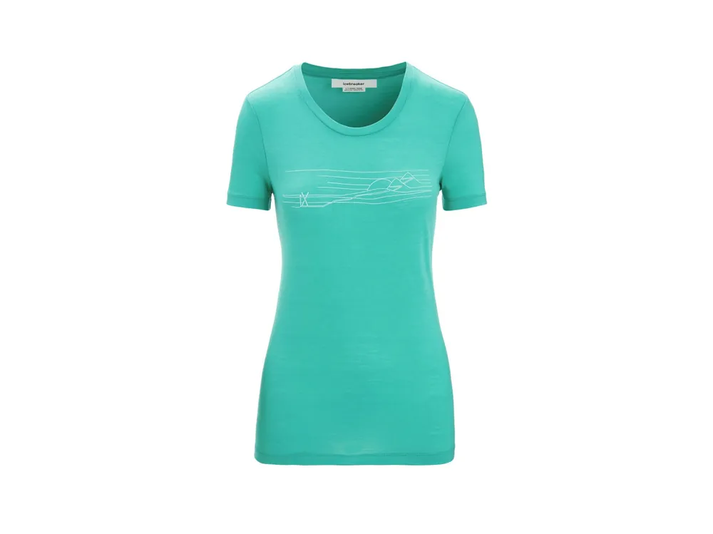 Icebreaker Wmns Tech Lite II SS Tee Ski Stripes, Fresh Akce