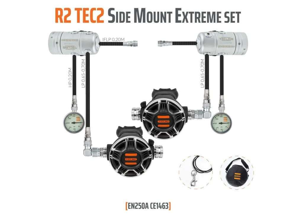Tecline Regulátor R2 Tec2 Sidemount Extreme sada (s oboustranným II.stupněm) Vrácení Zdarma