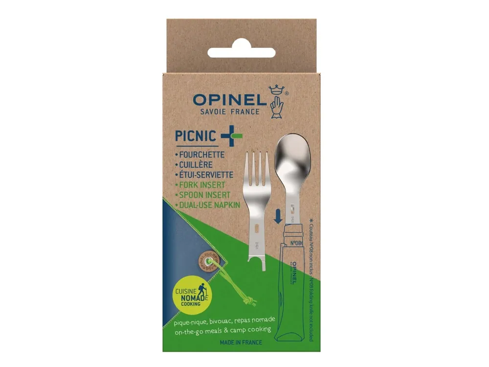 Sleva Opinel Sada Picnic+ (lžíce, vidlička, ubrousek - bez nože - vhodné pro nože N°8)