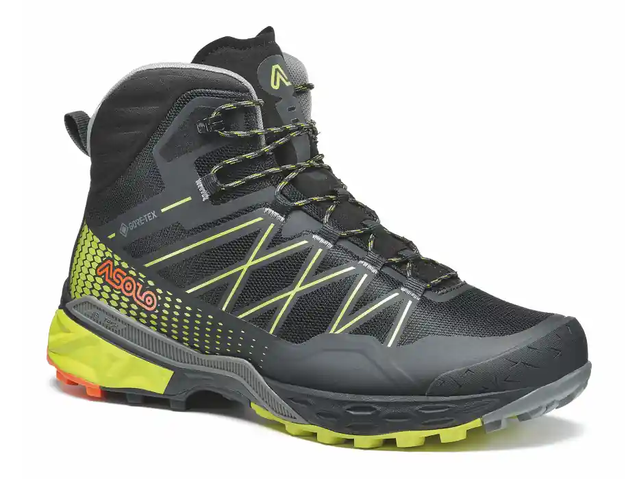 Autentický Asolo Tahoe Mid GTX MM, black / safety yellow - pánské fastpacking boty