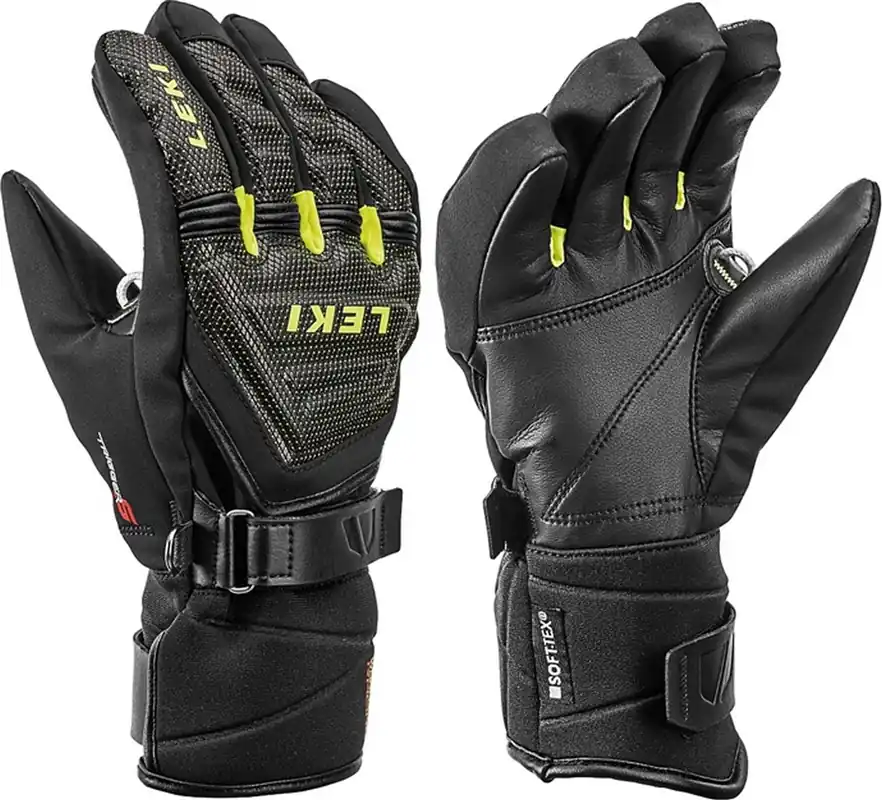 Novinka Lyžařské rukavice Leki WC Race Coach Flex S GTX Jr black/ice lemon