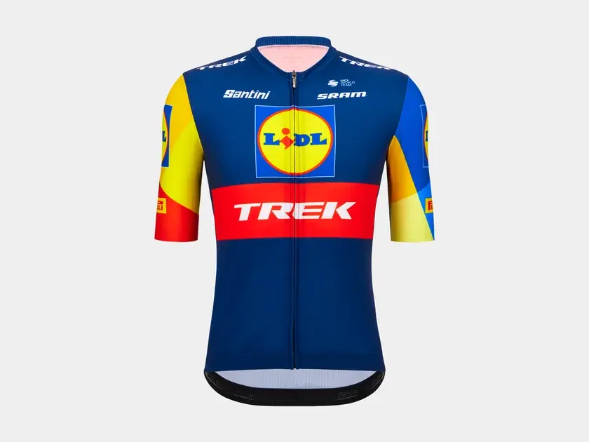 Santini Lidl-Trek Replica Race Jersey L tmavě modrá/žlutá Nízká Cena