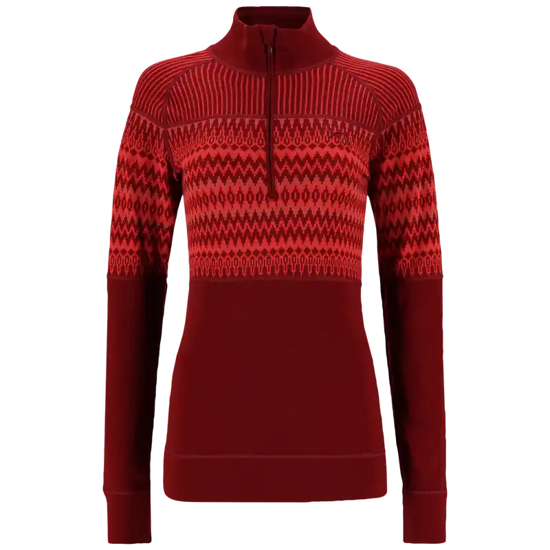 Expresní Doručení Kari Traa Silja Half Zip Baselayer - 100% Merino Wool XS červená