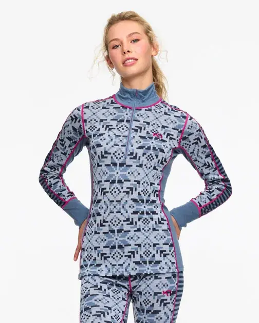 Kari Traa Else Half Zip Baselayer - 100% Merino Wool S světle modrá Bezpečná Platba