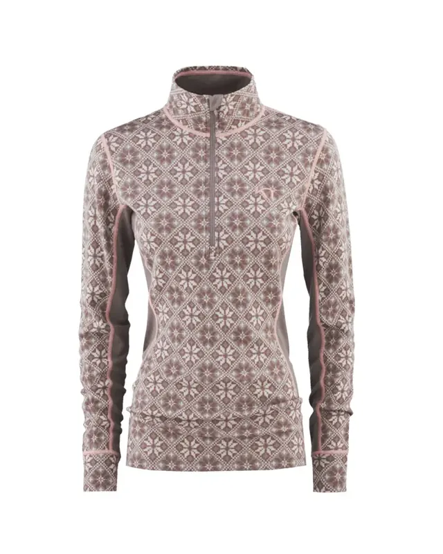Kari Traa Rose Half Zip Baselayer Top - 100% Merino Wool S růžová Jen Po Omezenou Doba