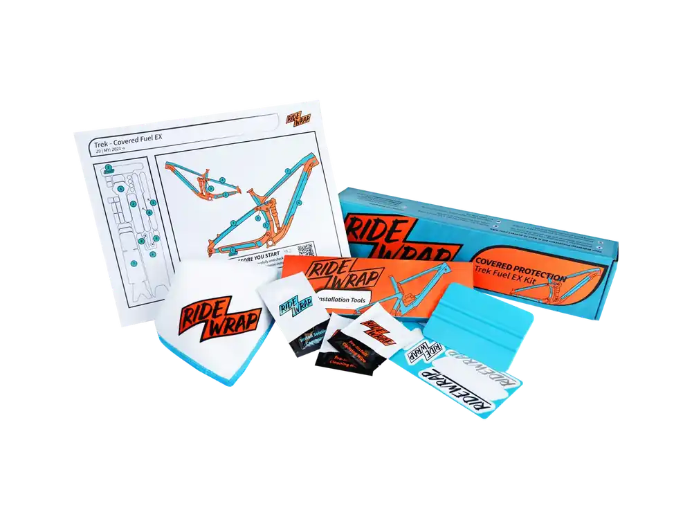 Nová Kolekce RideWrap Gloss Covered Frame Protection Kit designed to fit 2020-2021 Trek Fuel EX UNI bílá